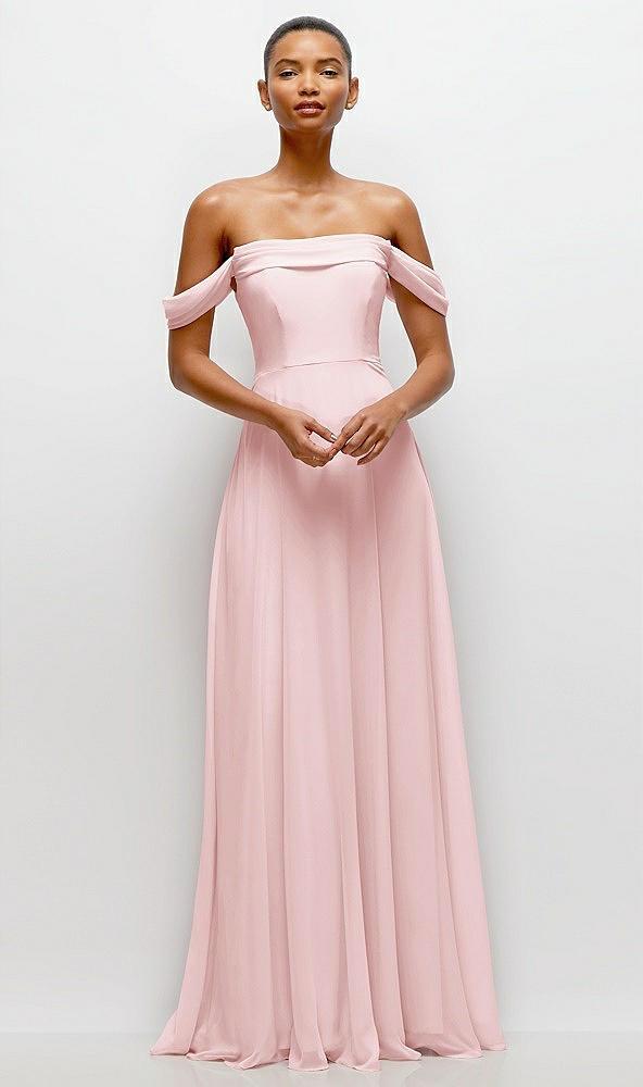 off-the-shoulder draped neckline maxi dress