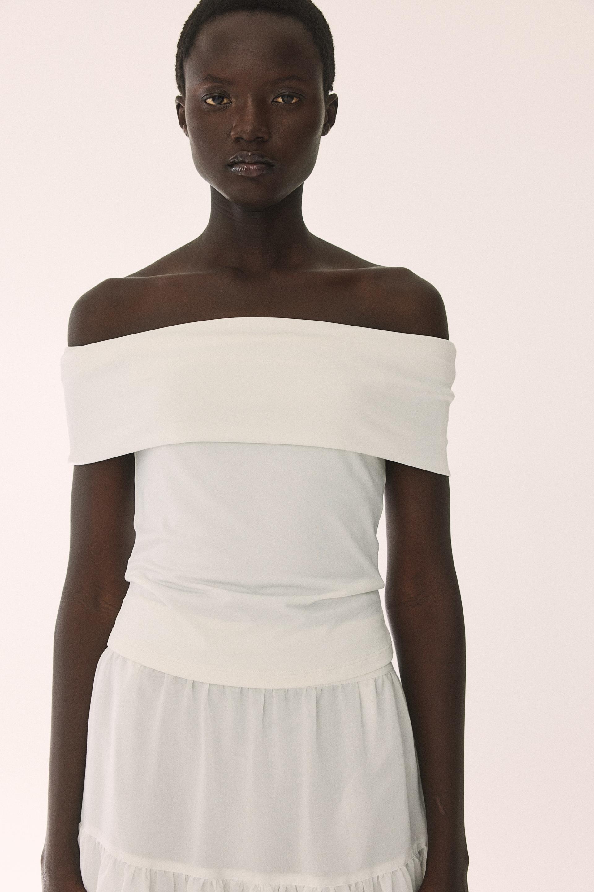 off-the-shoulder jersey top