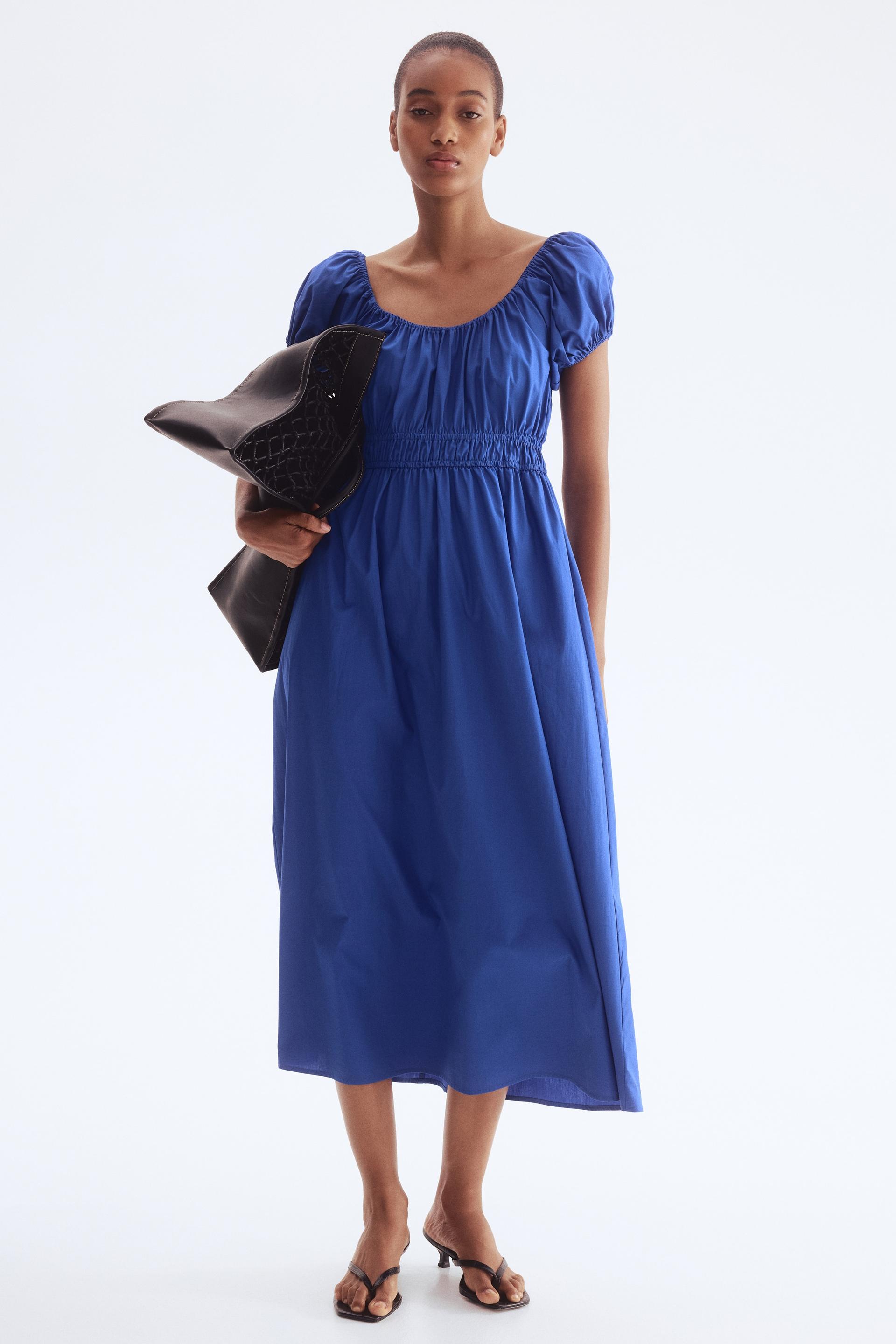 off-the-shoulder poplin dress
