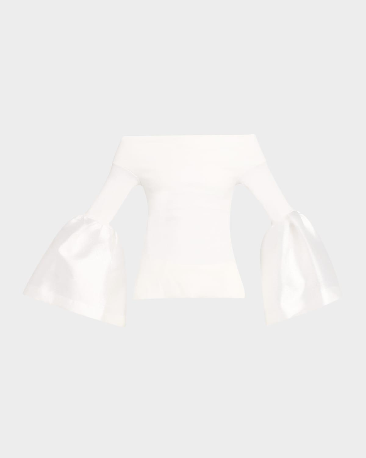 off-the-shoulder puffed mikado top