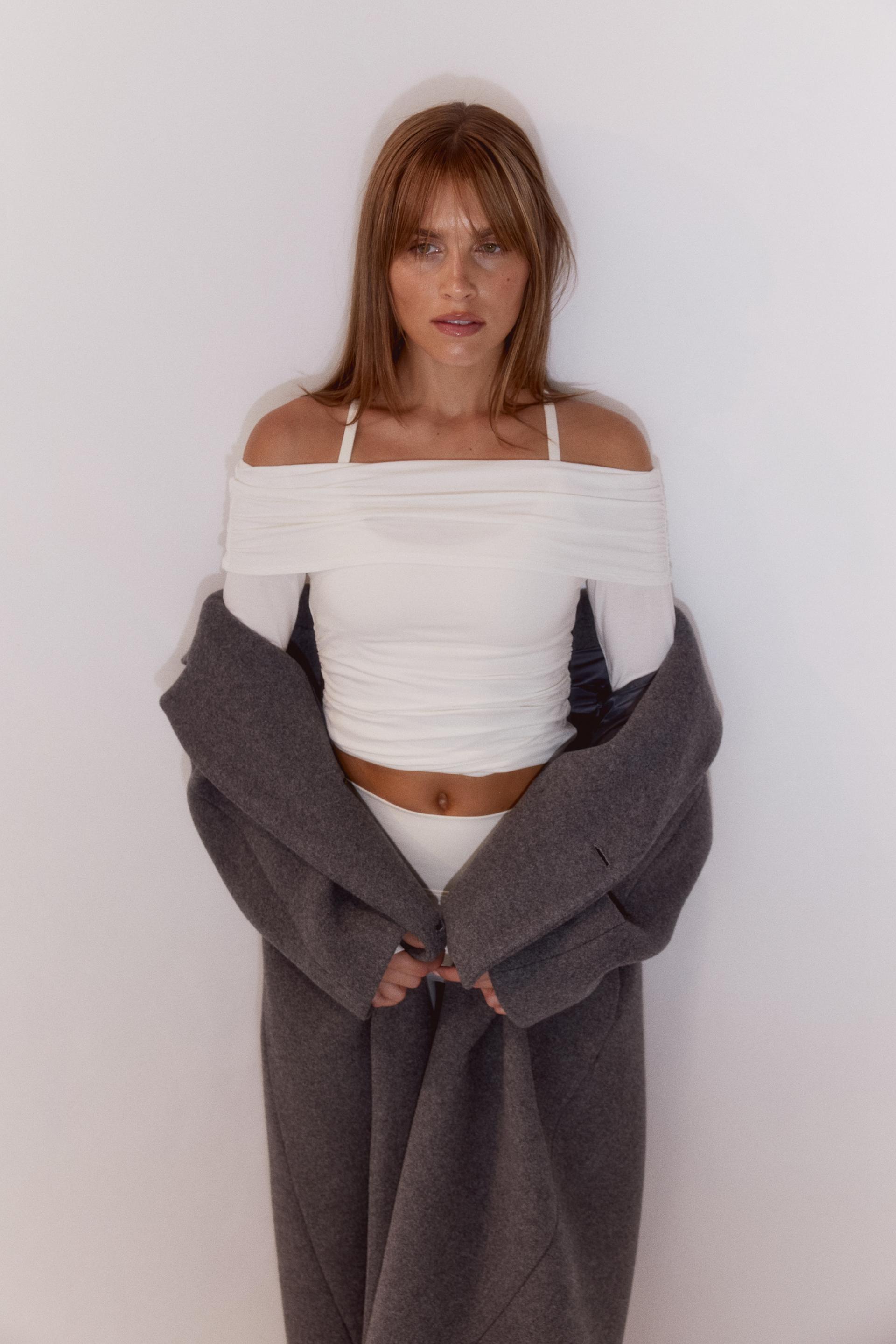 off-the-shoulder sports top