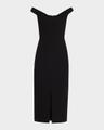 off-the-shoulder stretch boucle crepe midi dress