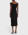 off-the-shoulder stretch boucle crepe midi dress