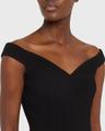 off-the-shoulder stretch boucle crepe midi dress