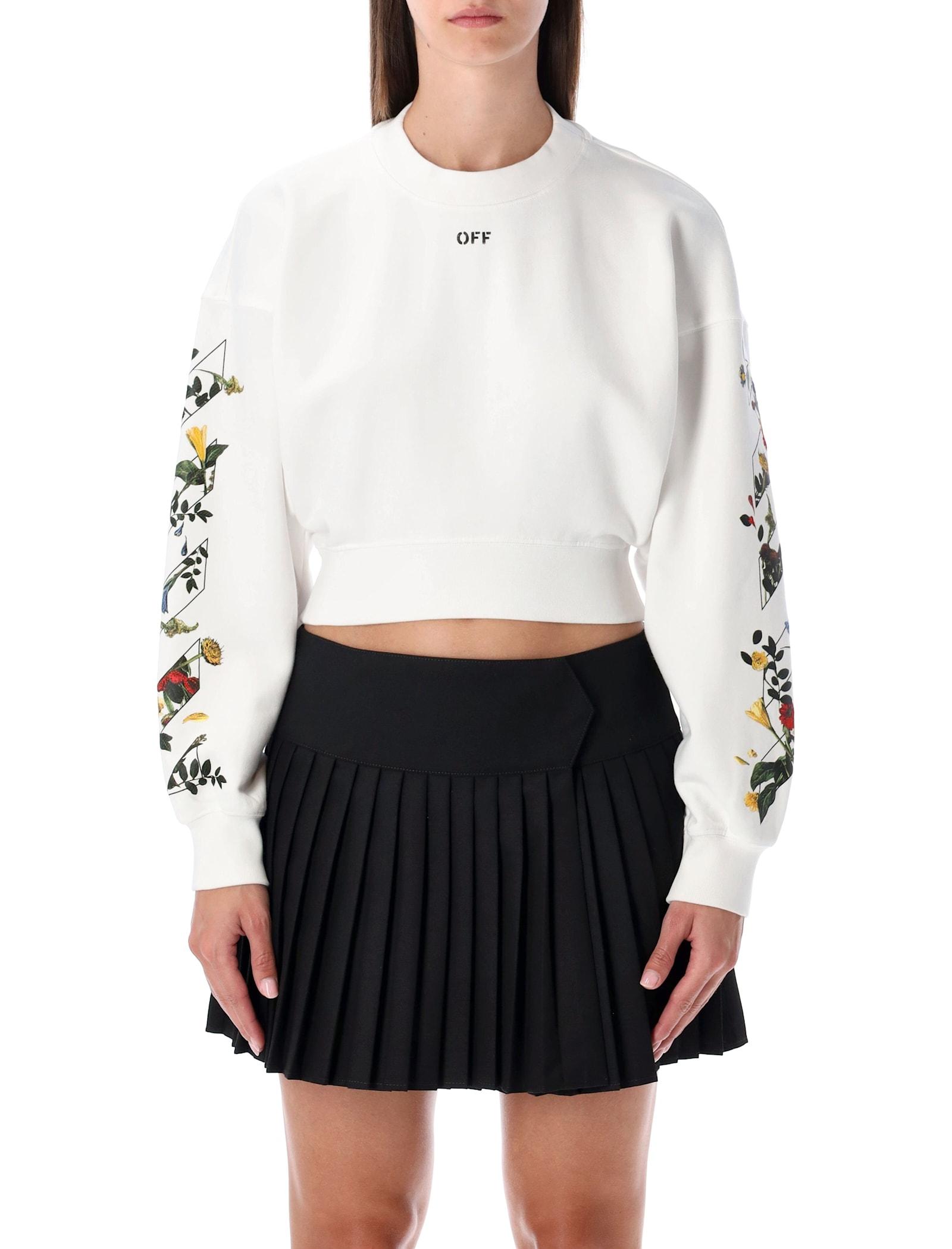 off-white arrow flowers cropped logo sweatshirt