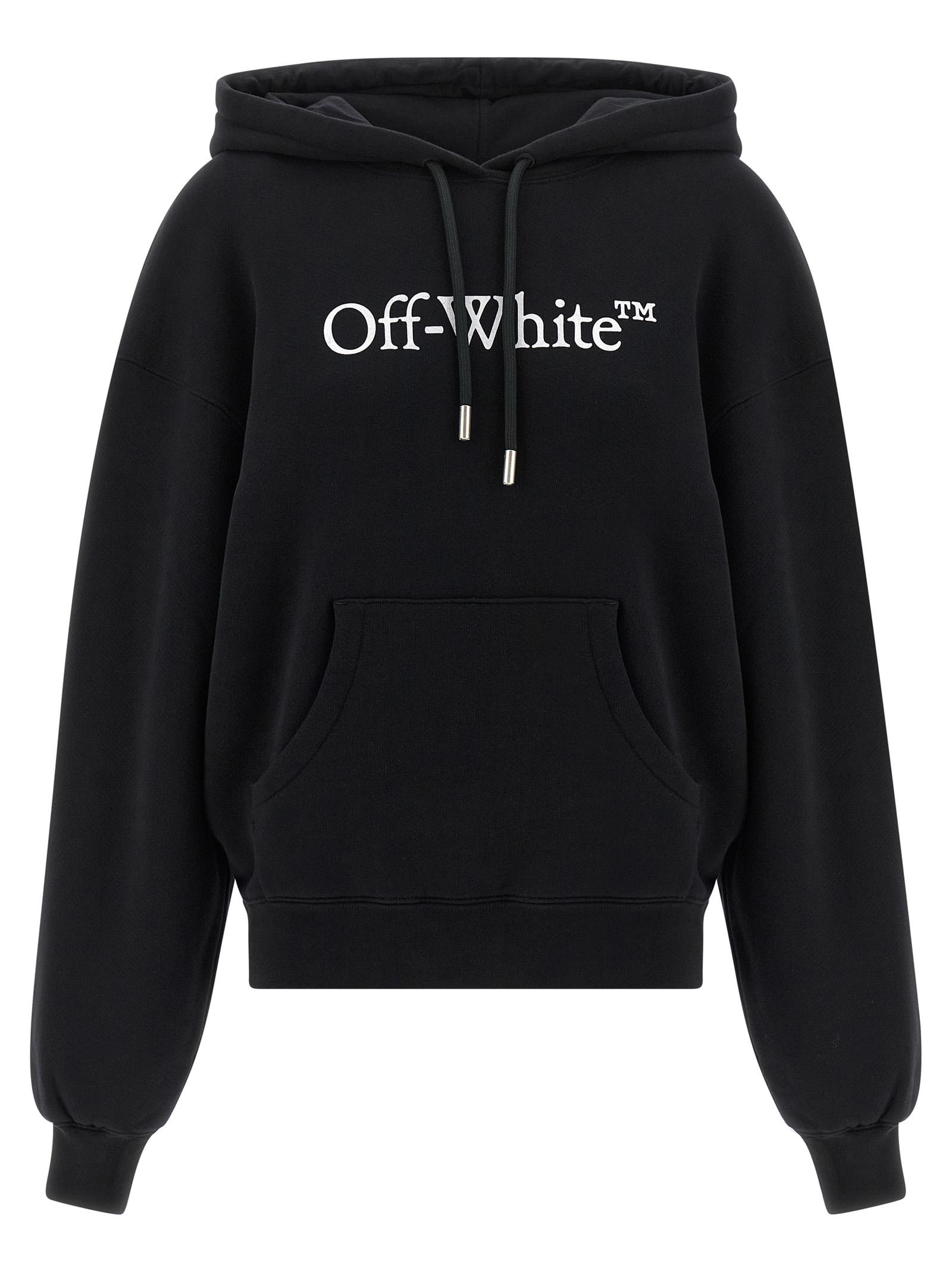 off-white big logo bookkish hoodie white/black cotton sweatshirt - women