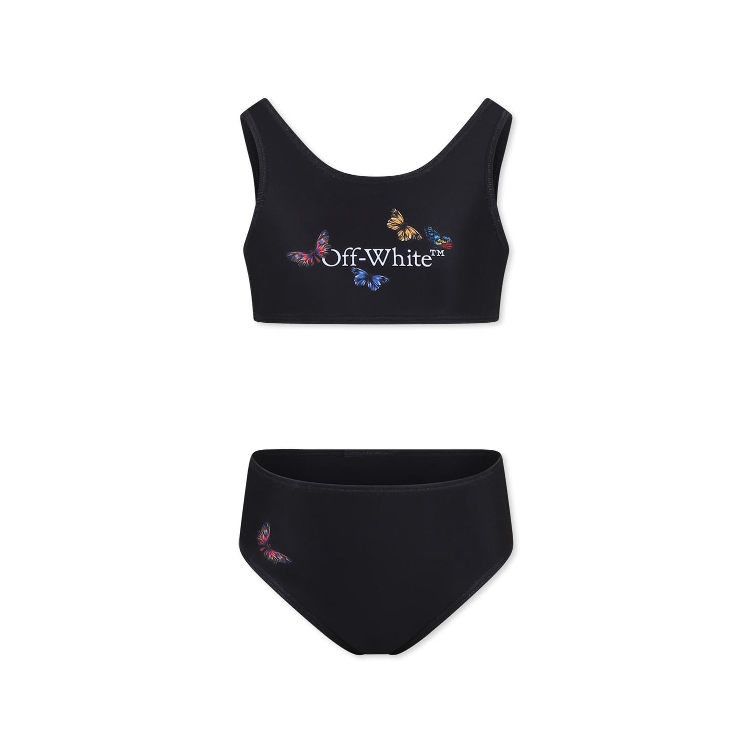 off-white black bikini for girl with logo