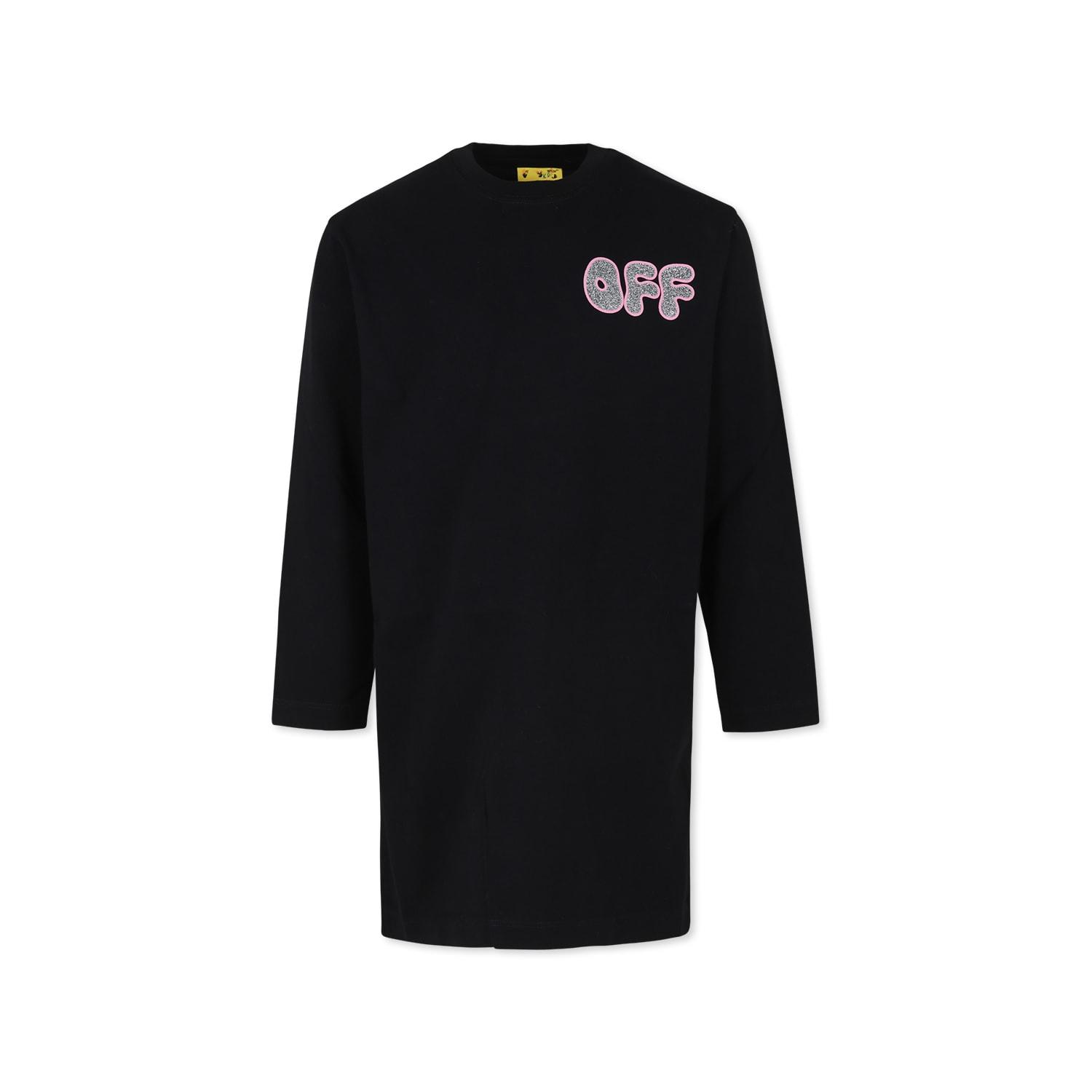 off-white black dress for girl with logo