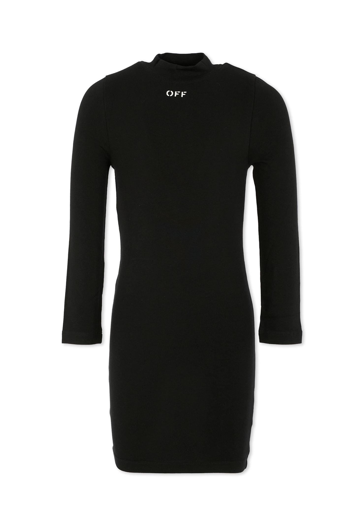 off-white black dress for girl with logo