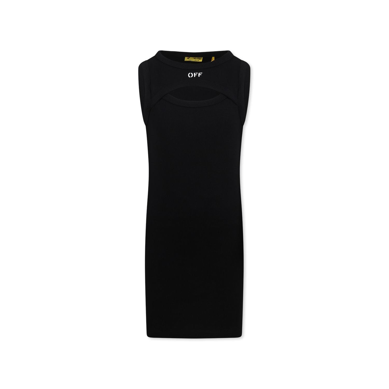 off-white black dress for girl with logo