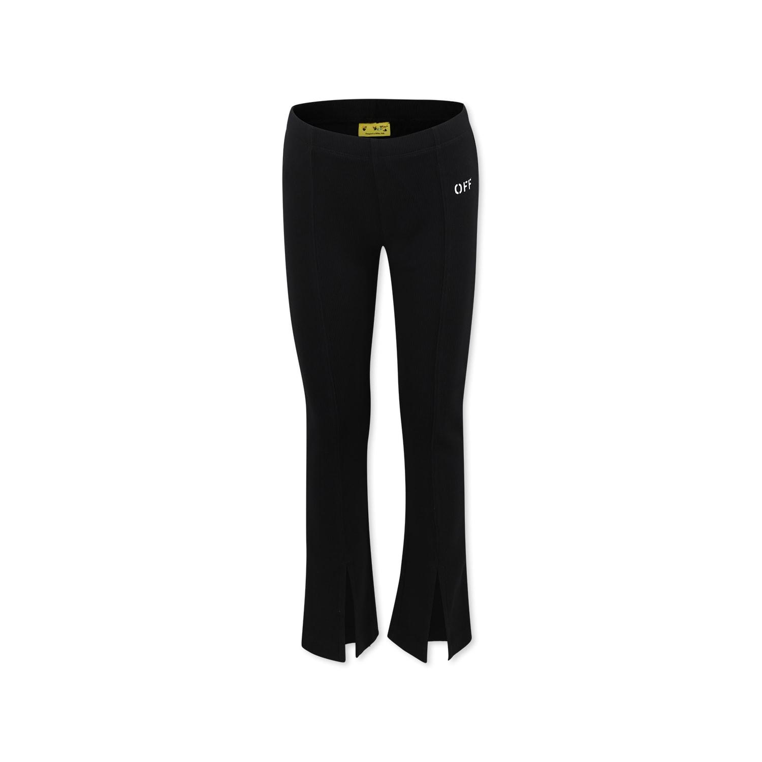 off-white black leggings for girl with logo