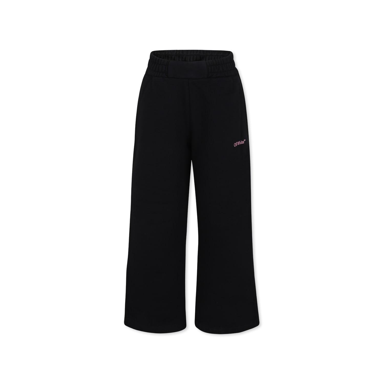off-white black trousers for girl with logo