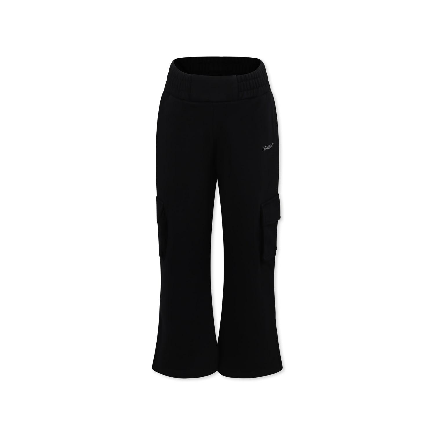 off-white black trousers for girl with logo