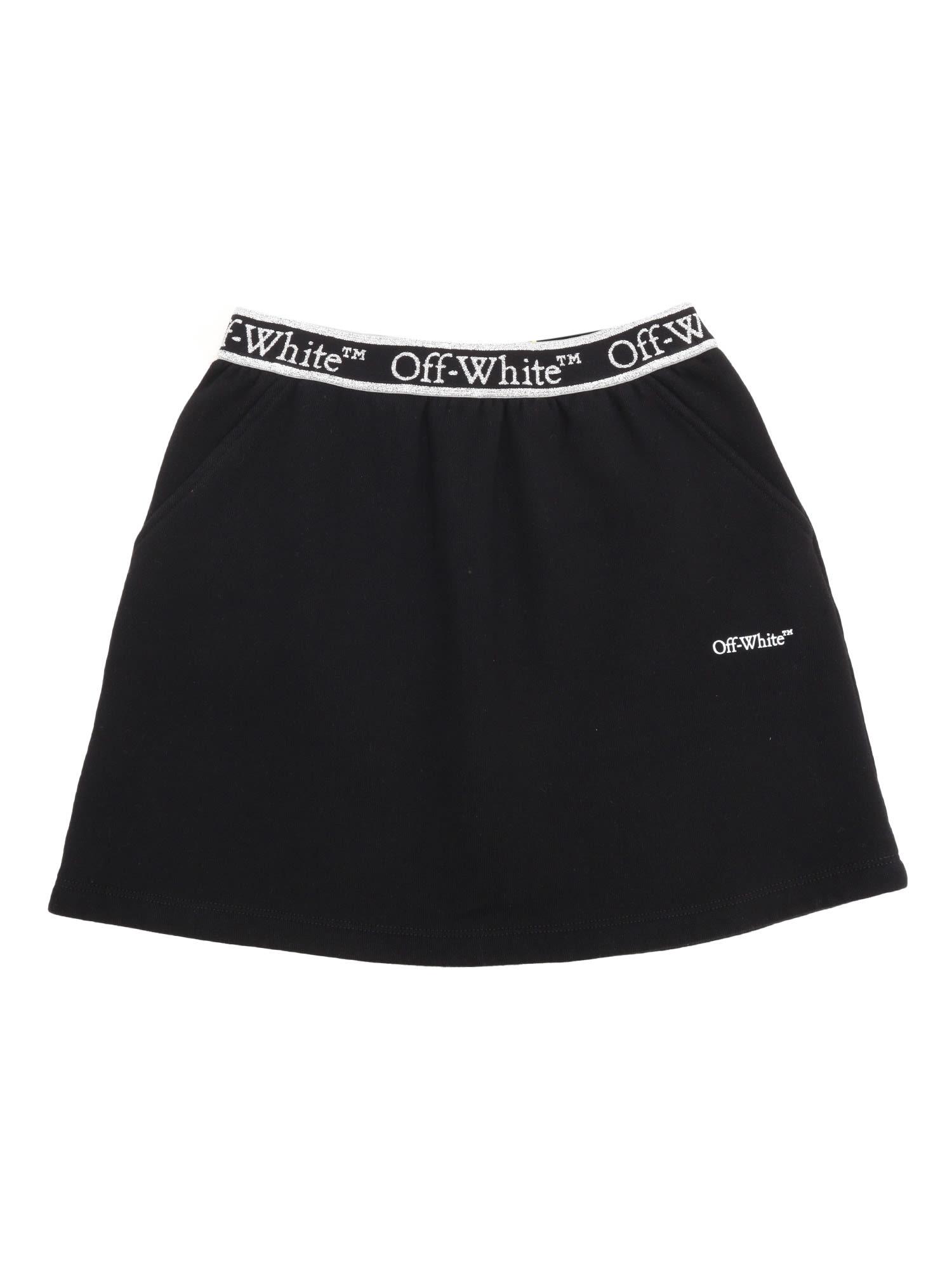off-white bookish logoband sweatskirt black - whit