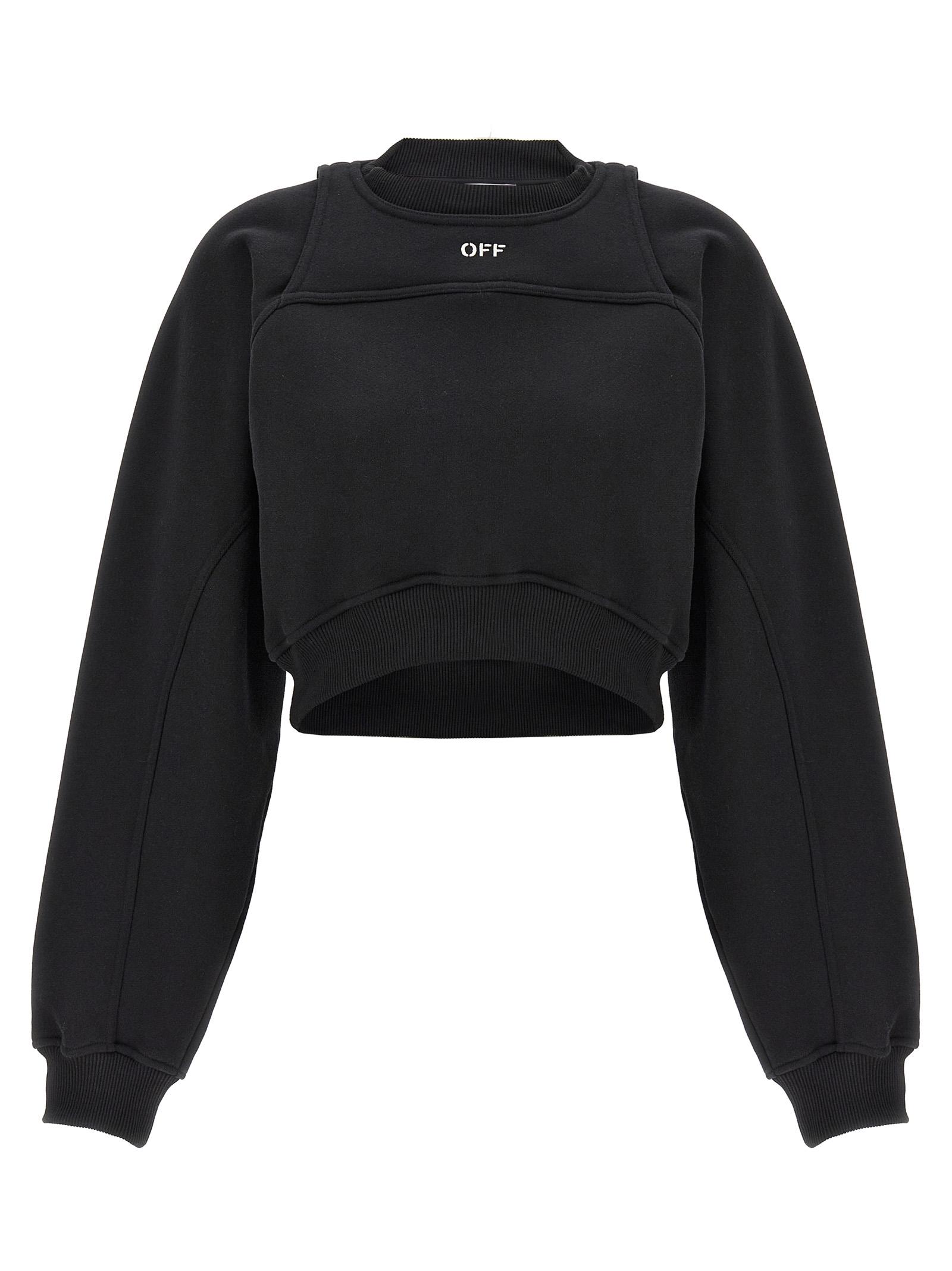 off-white cropped sweatshirt white/black cotton - women