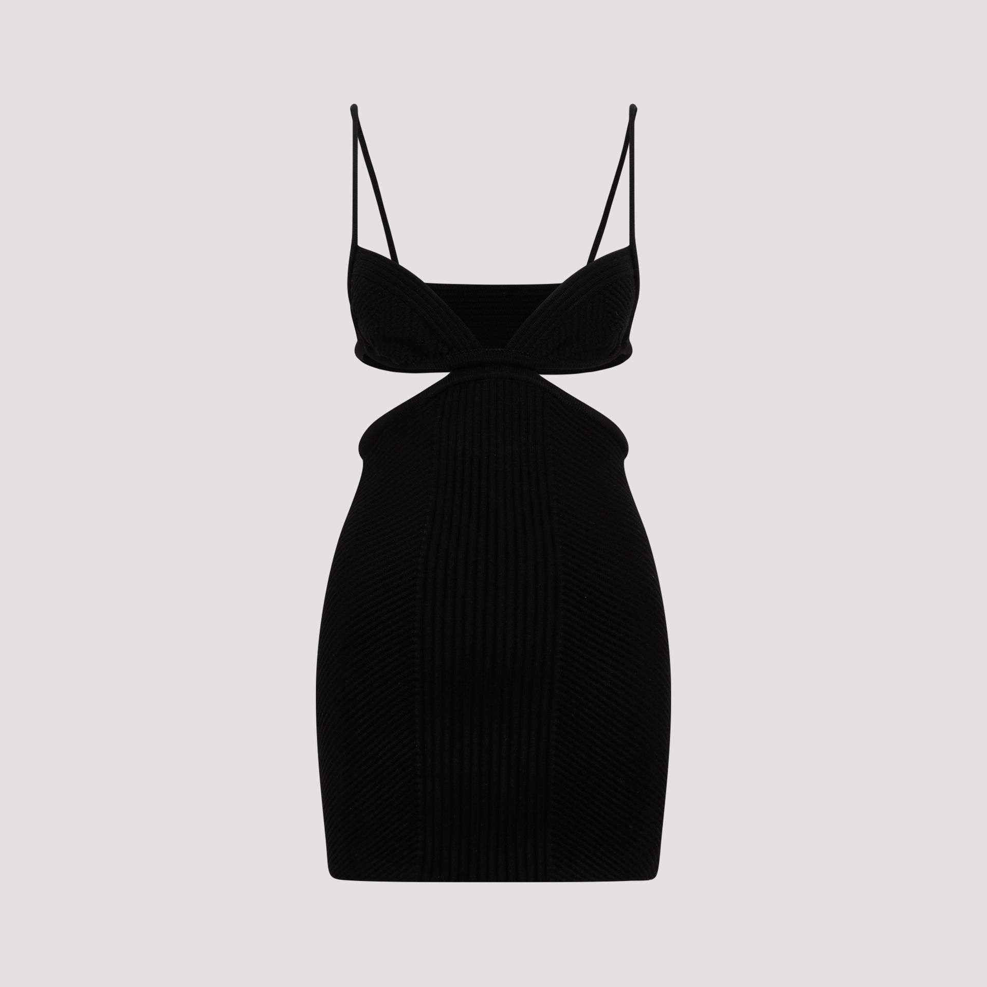 off-white cut out ribbed mini dress black - women