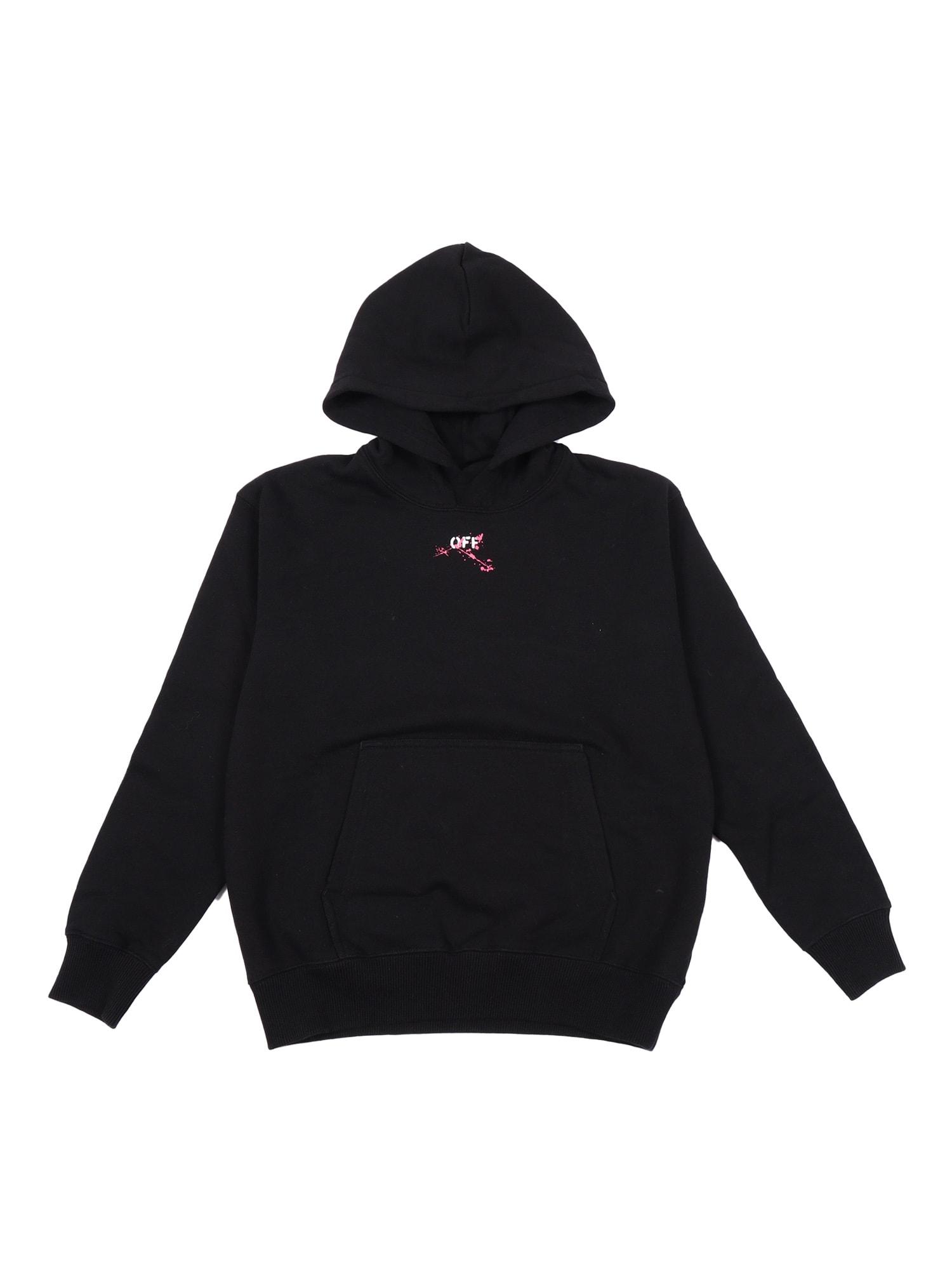 off-white diag splat hoodie black - fuchsia