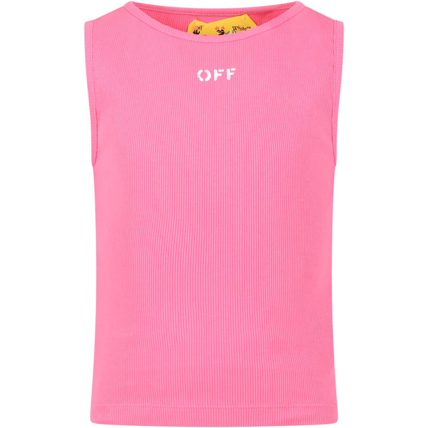 off-white fuchsia dress for girl with logo