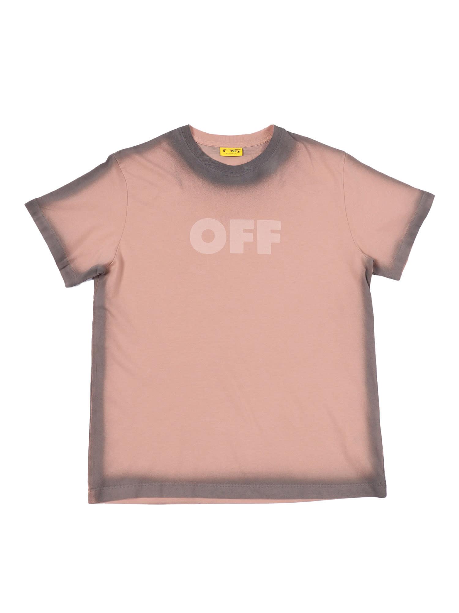off-white garment dyed spray tee s/s rose pink - s