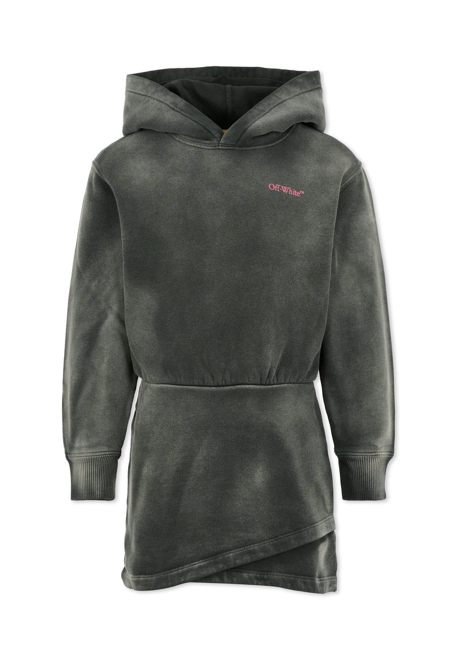 off-white grey dress for girl with logo