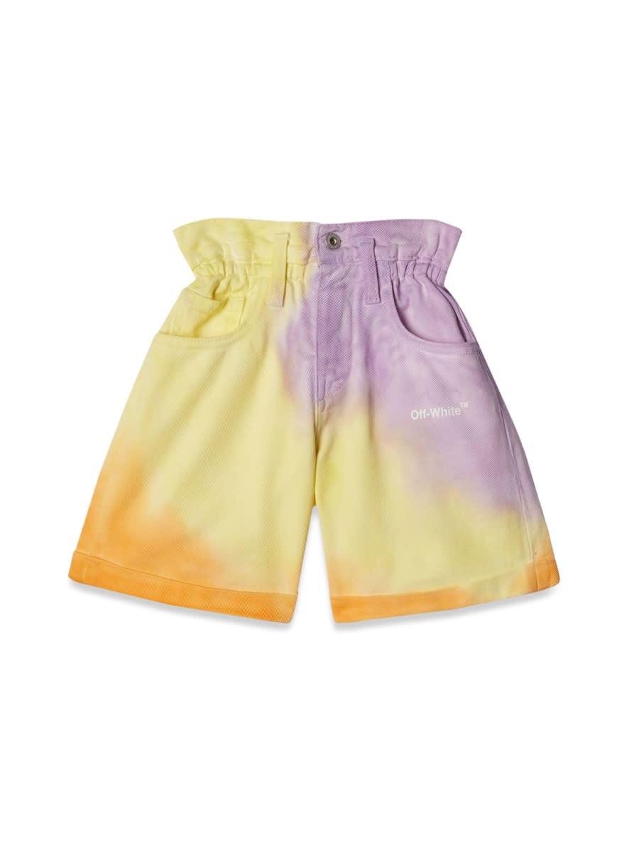 off-white helvetica sprayed shorts