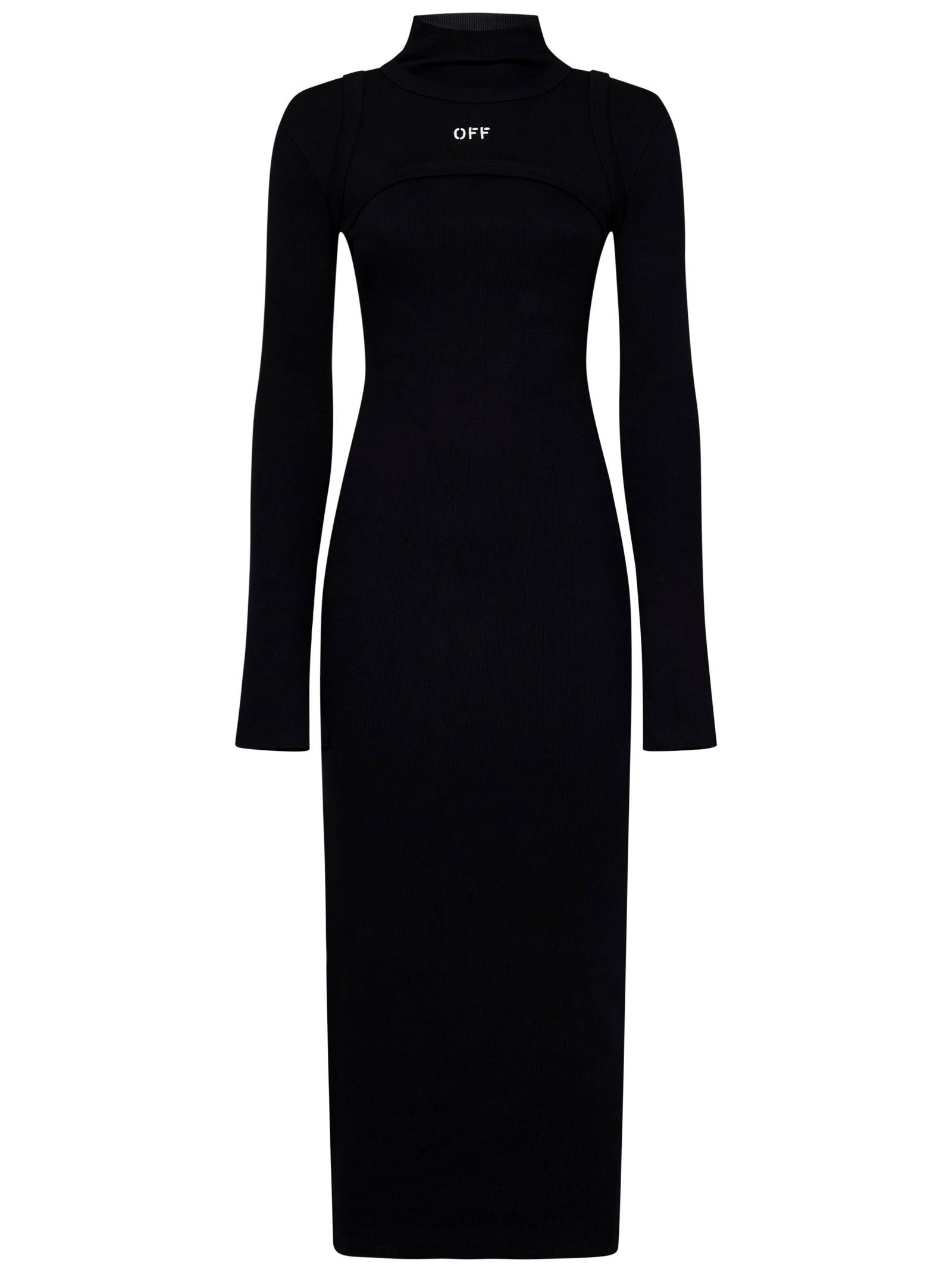 off-white high-neck stretch dress