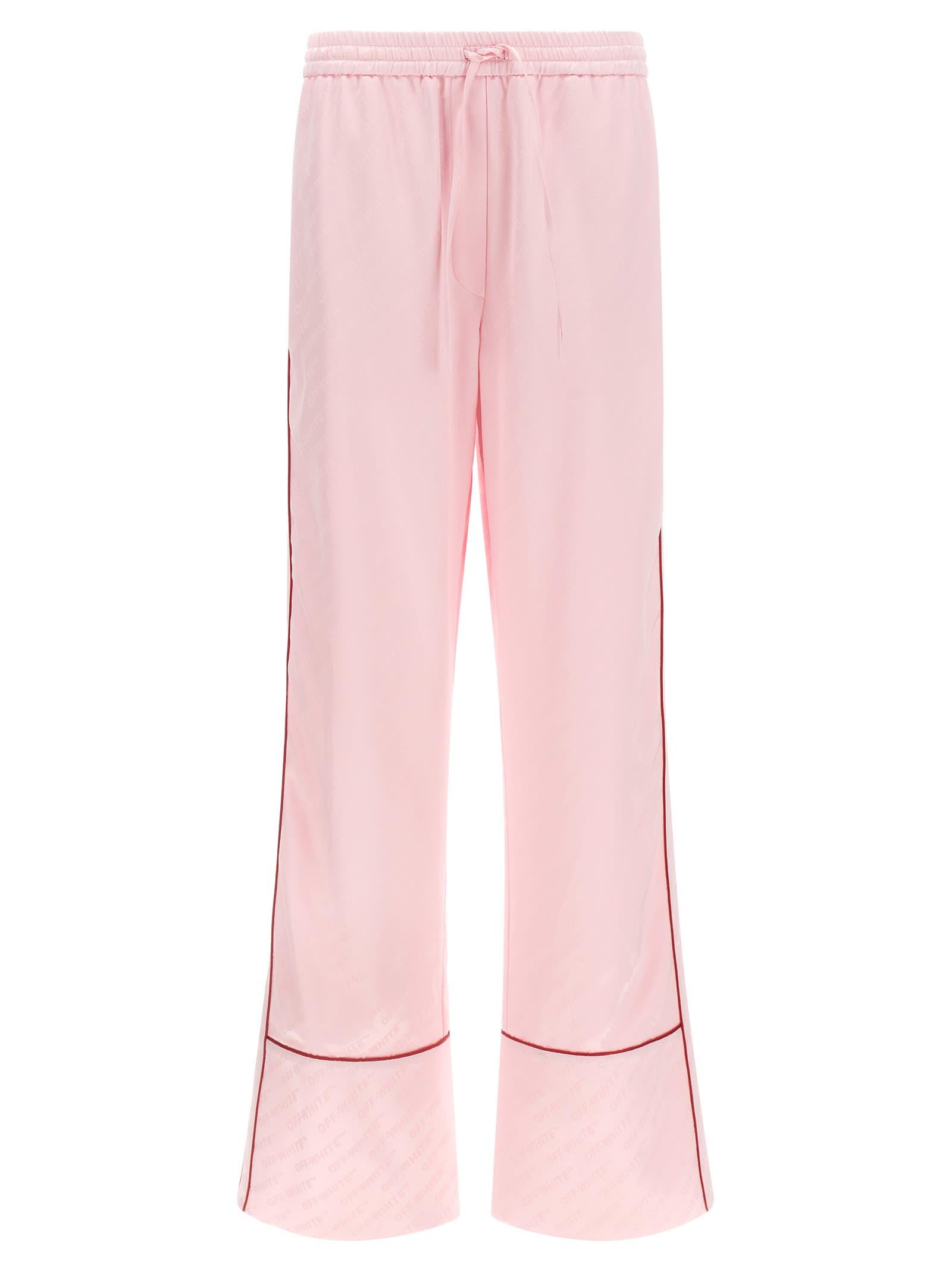 off-white jacquard satin pajama pants