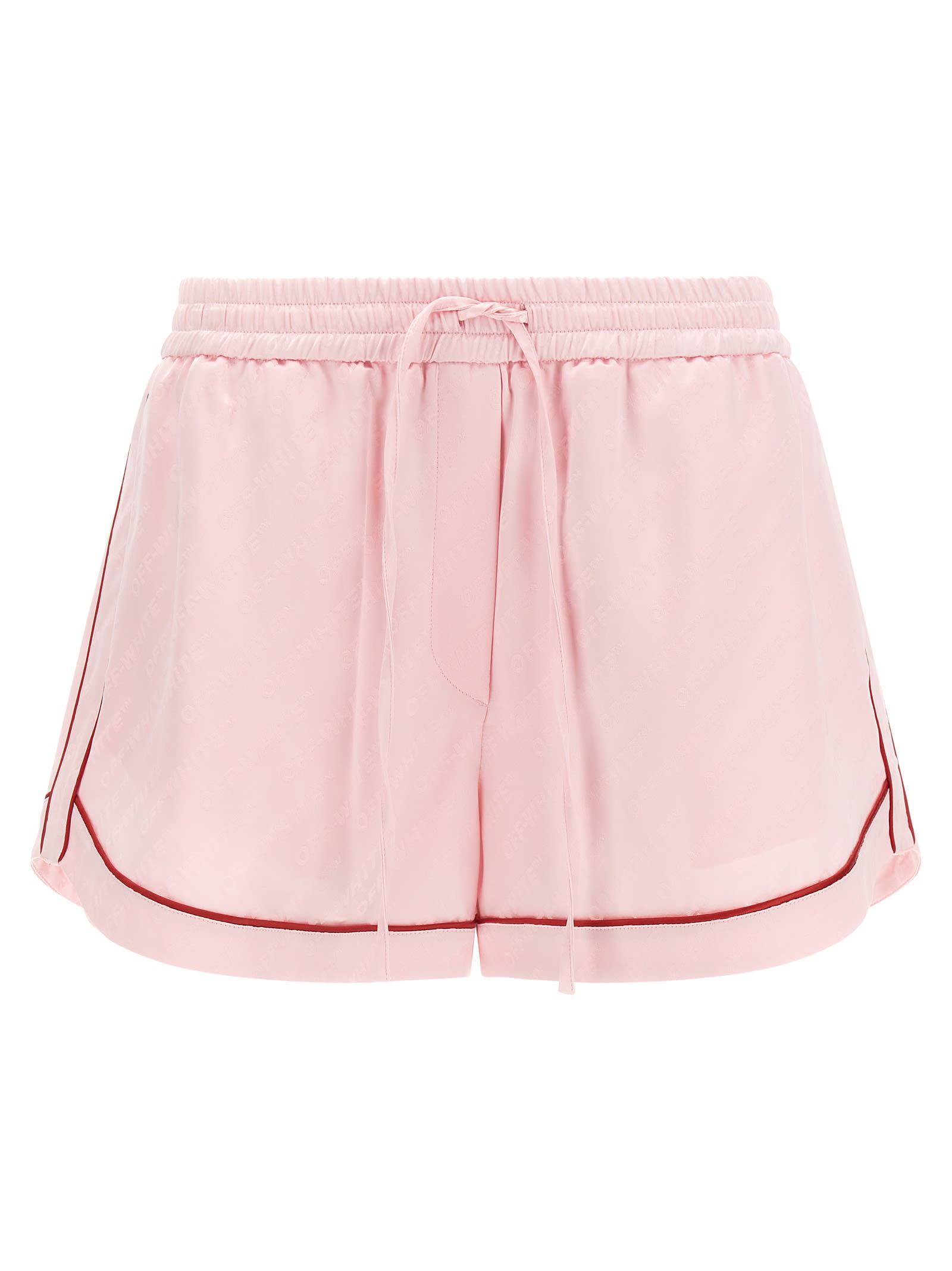 off-white jacquard satin pajama shorts
