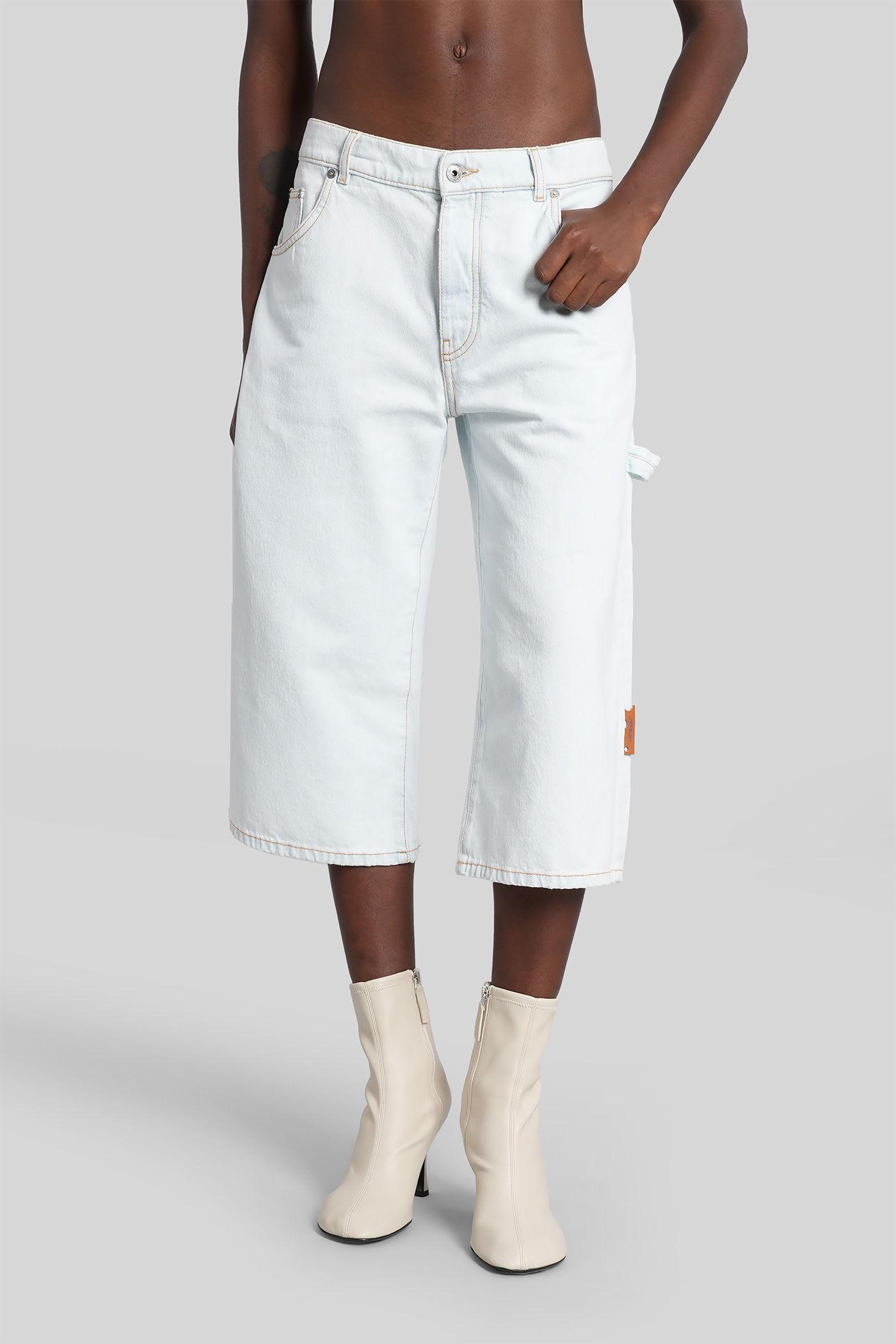 off-white jeans in cyan cotton