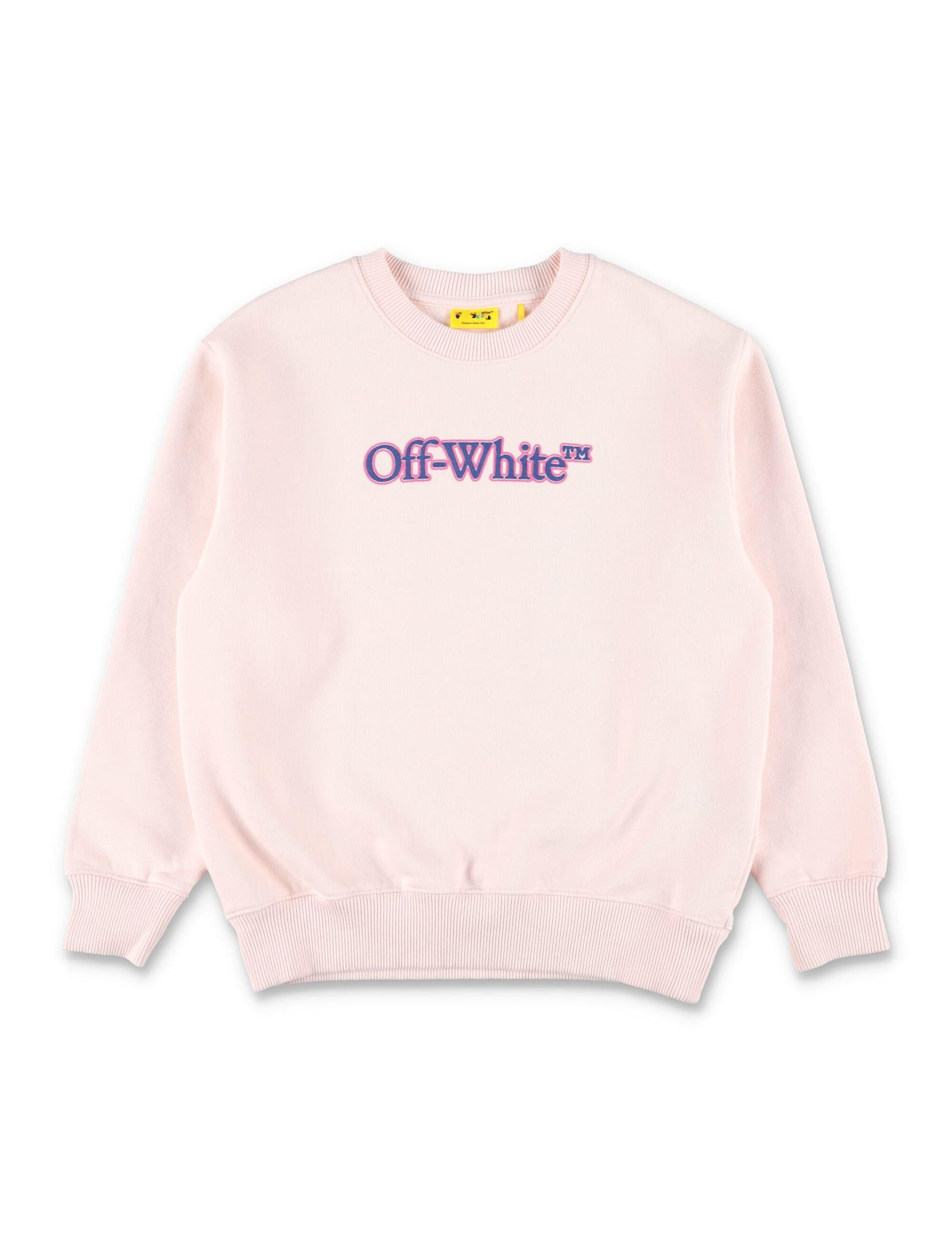 off-white kids logo pink crewneck sweatshirt