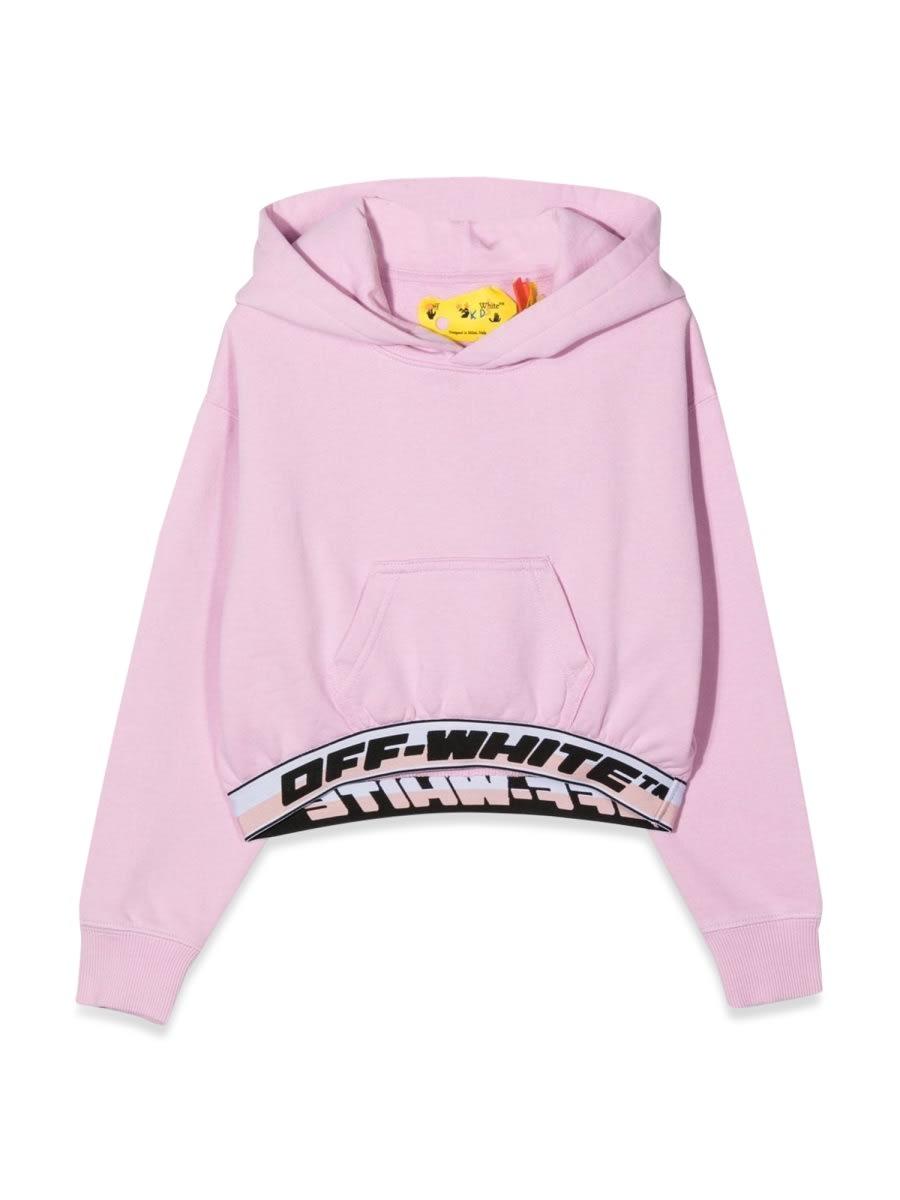 off-white logo band hoodie crop