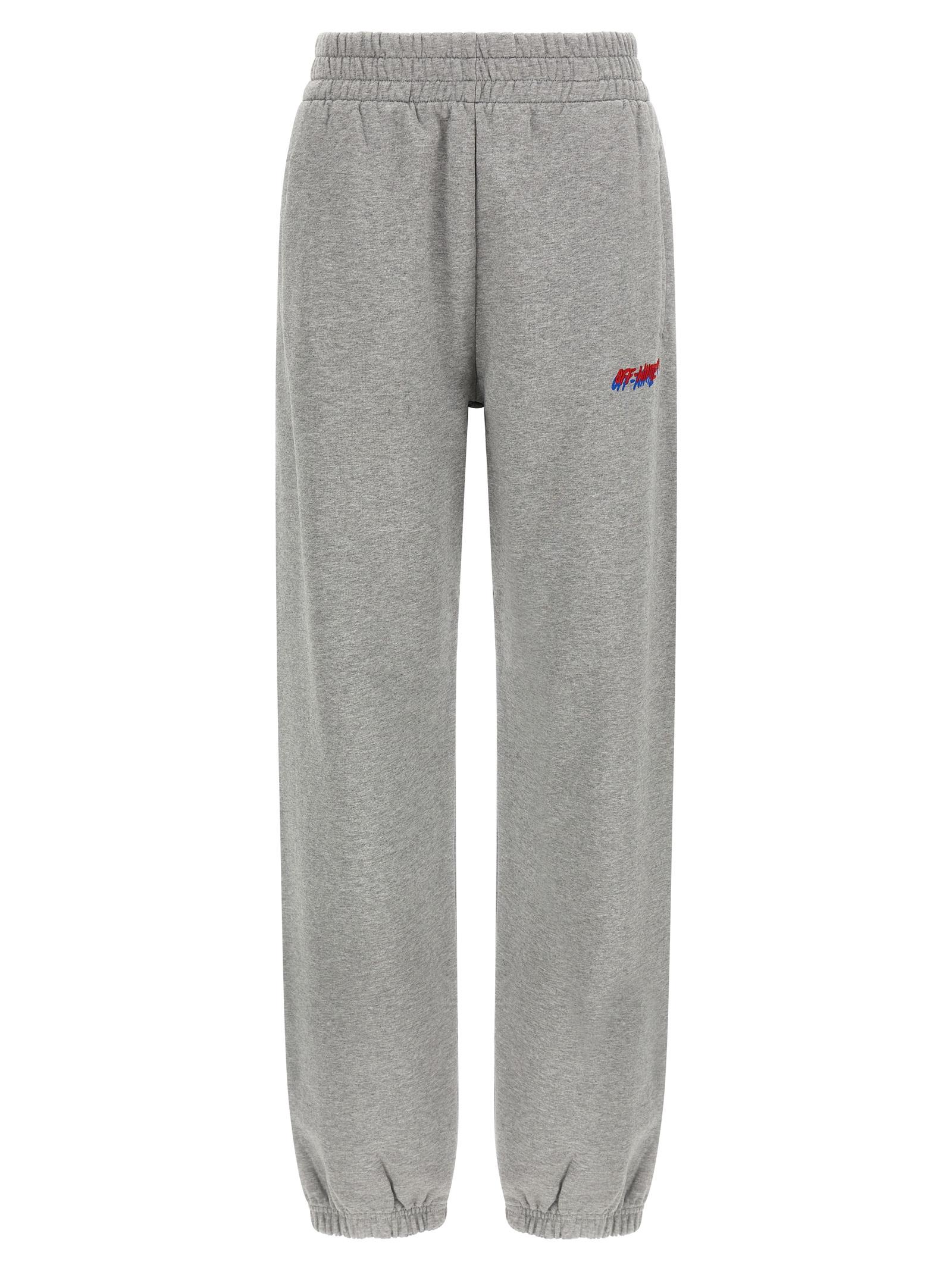 off-white logo embroidery joggers gray cotton pant - women