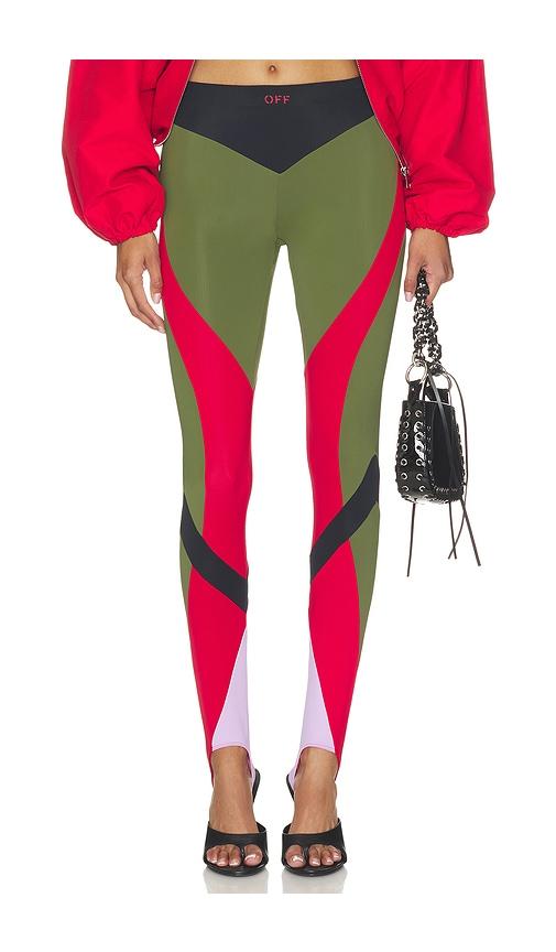 off-white ly color block legging in green.
