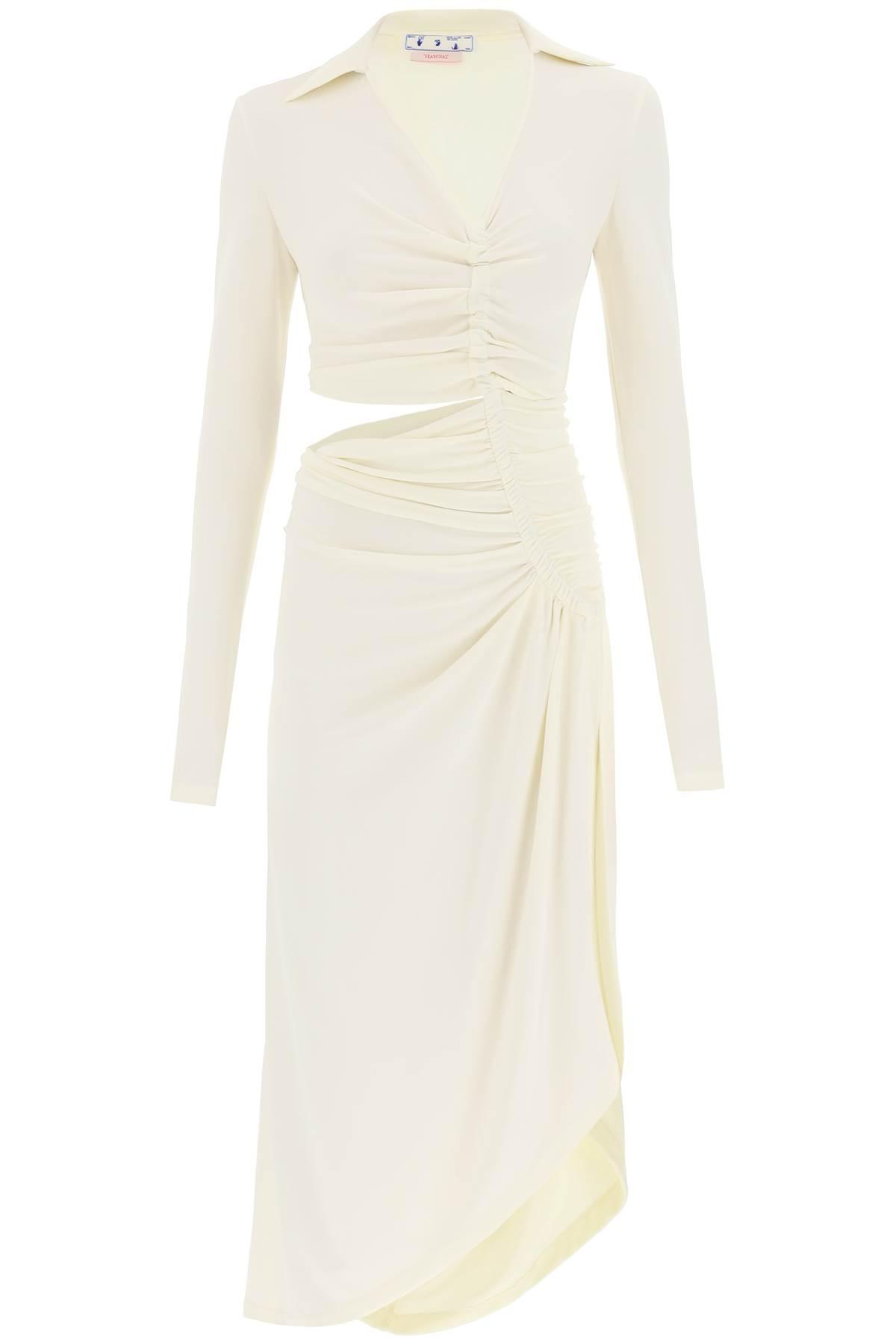 off-white midi viscose dress