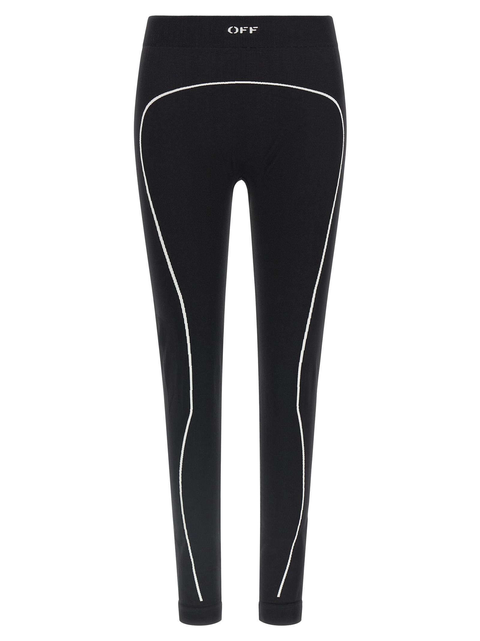 off-white off active line leggings white/black polyamide - women