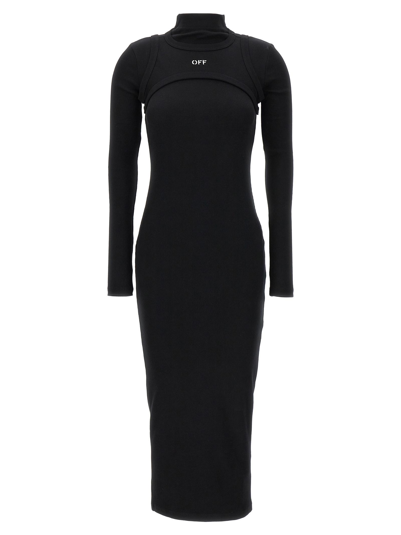 off-white off stamp dress black cotton - women