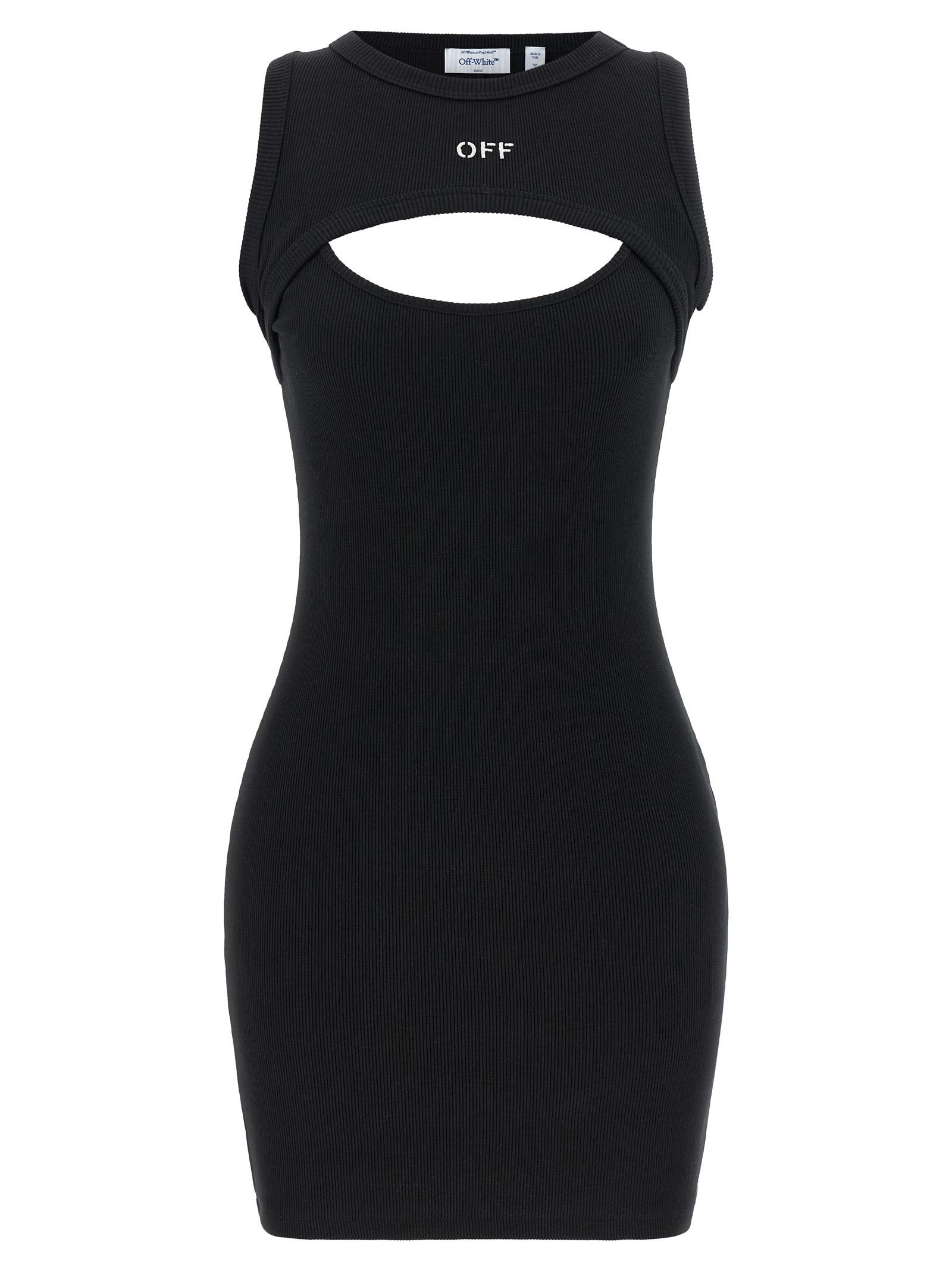 off-white off stamp dress white/black cotton - women