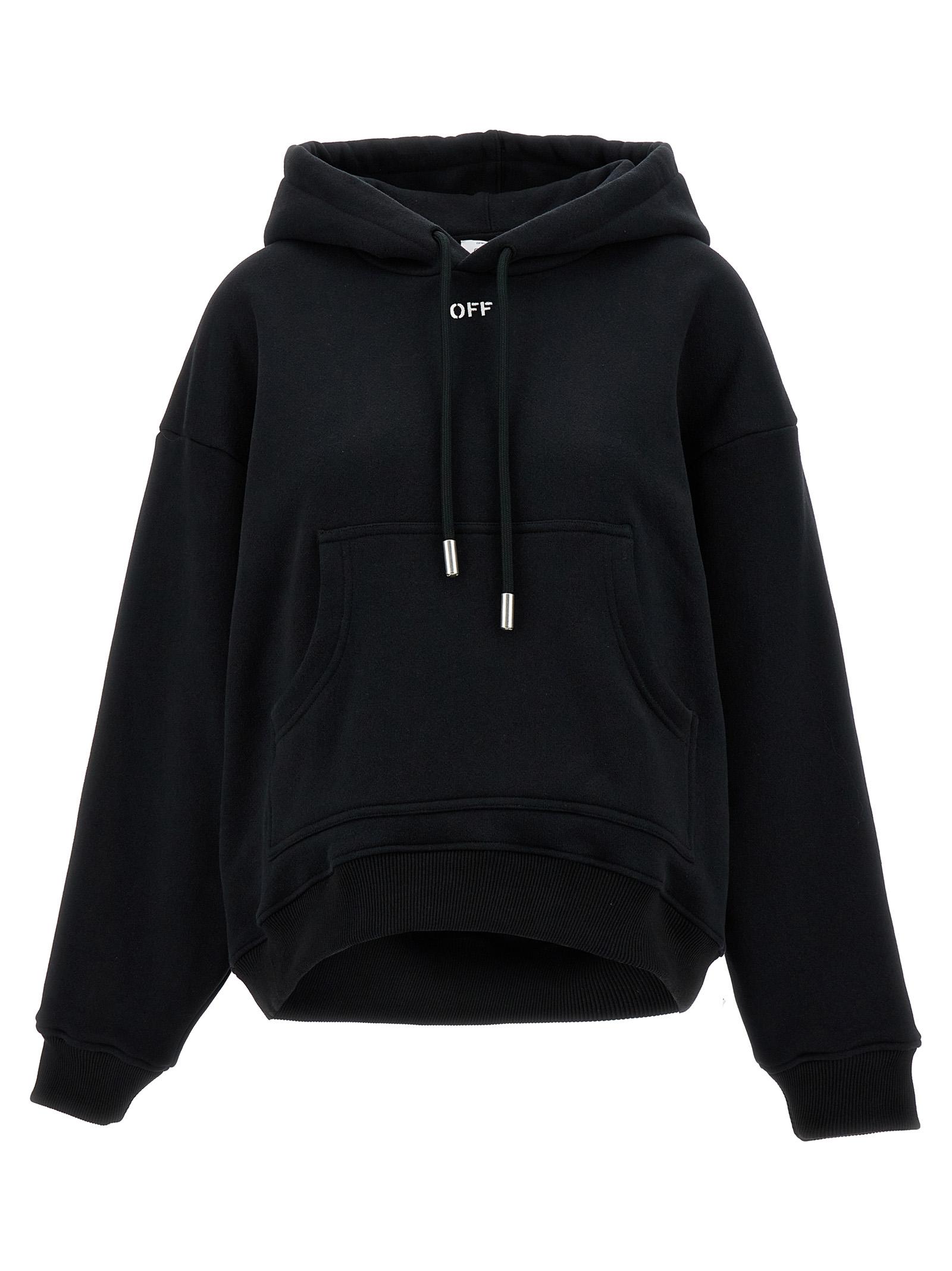 off-white off stamp hoodie black cotton sweatshirt - women