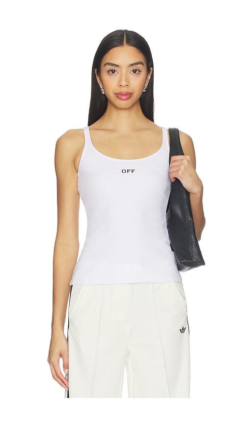 off-white off stamp rib tank top in white.