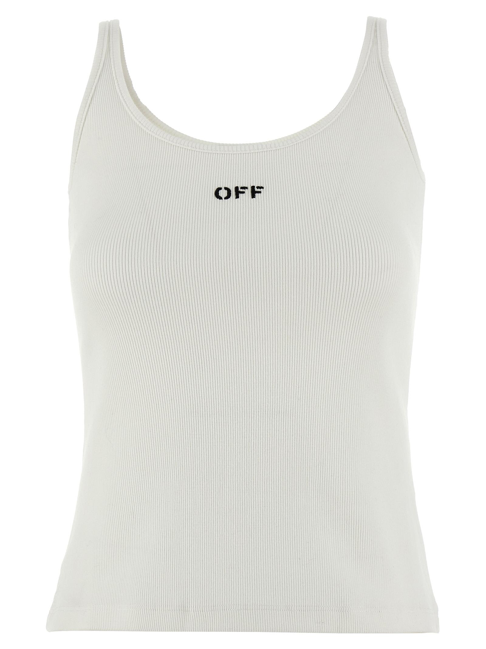off-white off stamp top white cotton tops - women