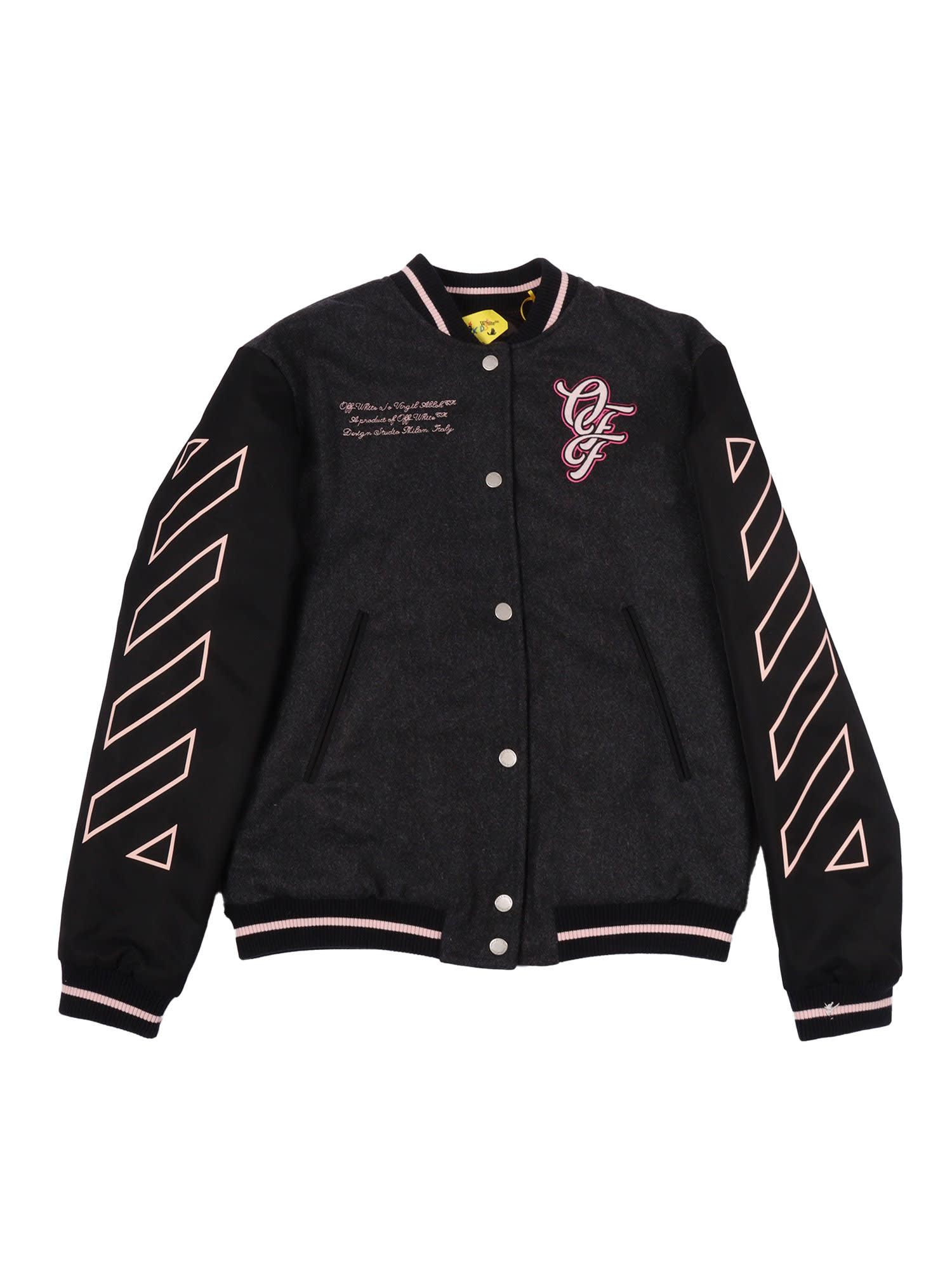 off-white ow patch varsity dark grey - fuchsia