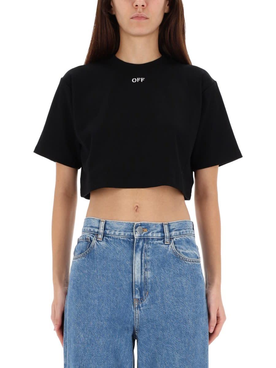 off-white ribbed cropped t-shirt