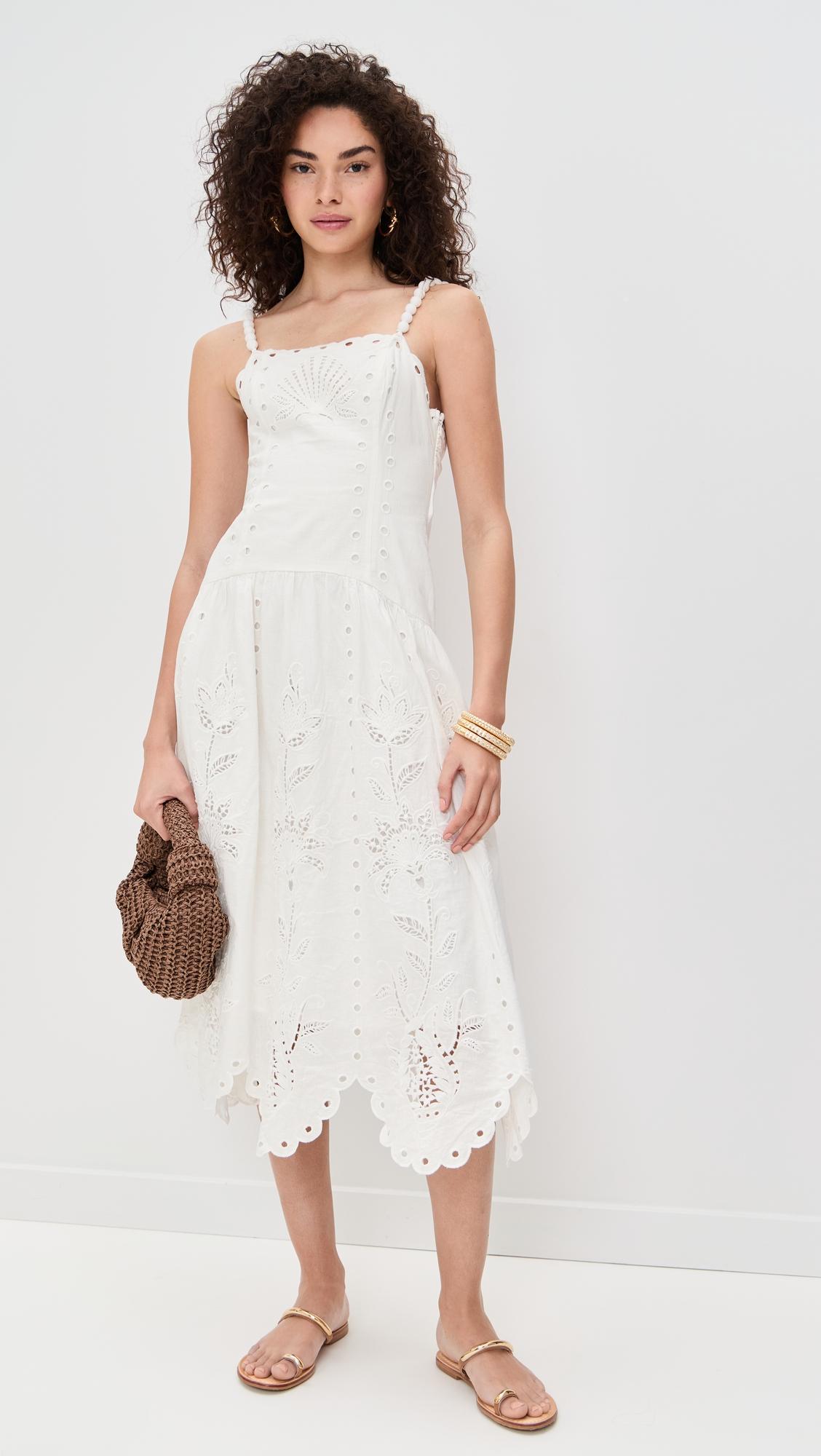 off white richilieu midi dress