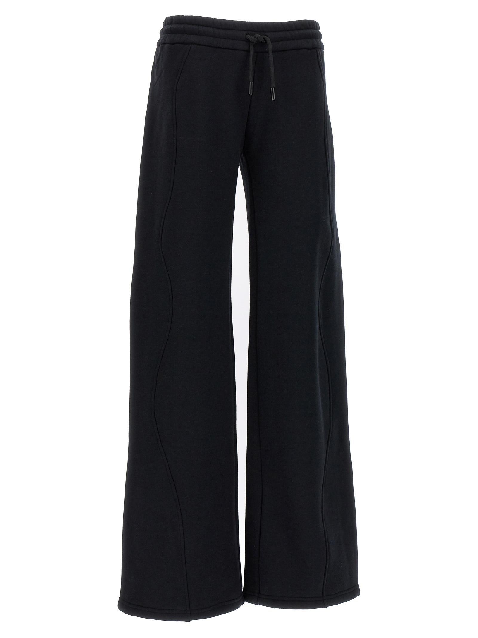 off-white round joggers black cotton pant - women