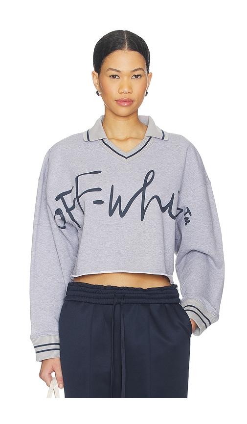off-white script polo sweatshirt in grey.