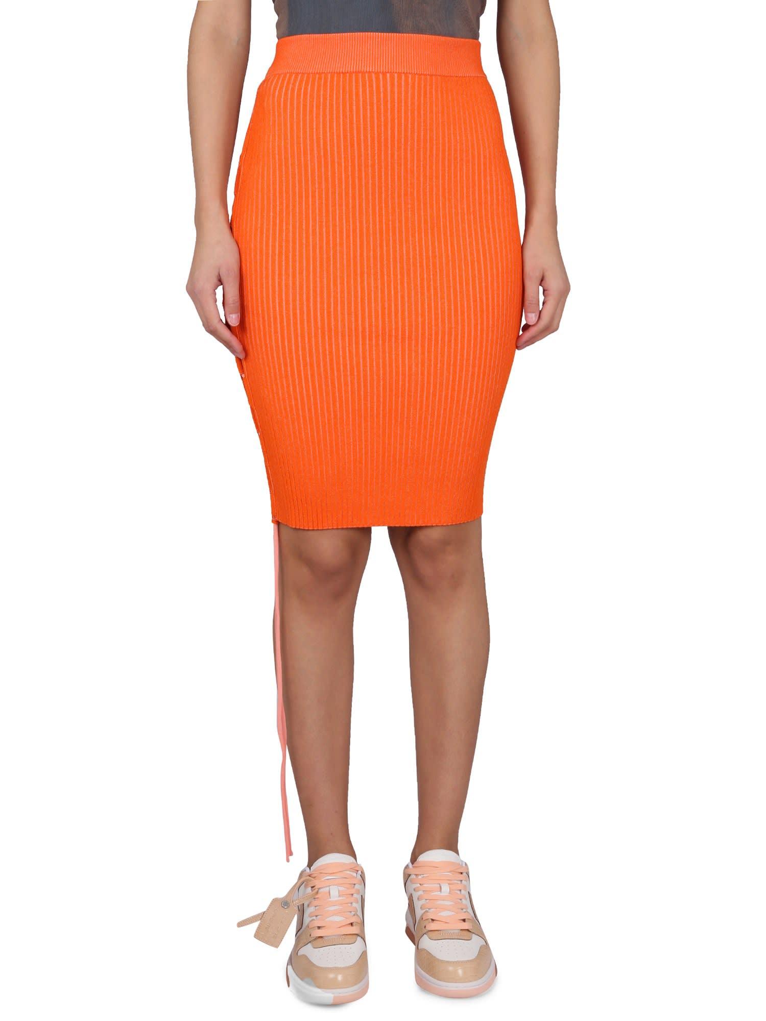 off-white skirt in orange viscose