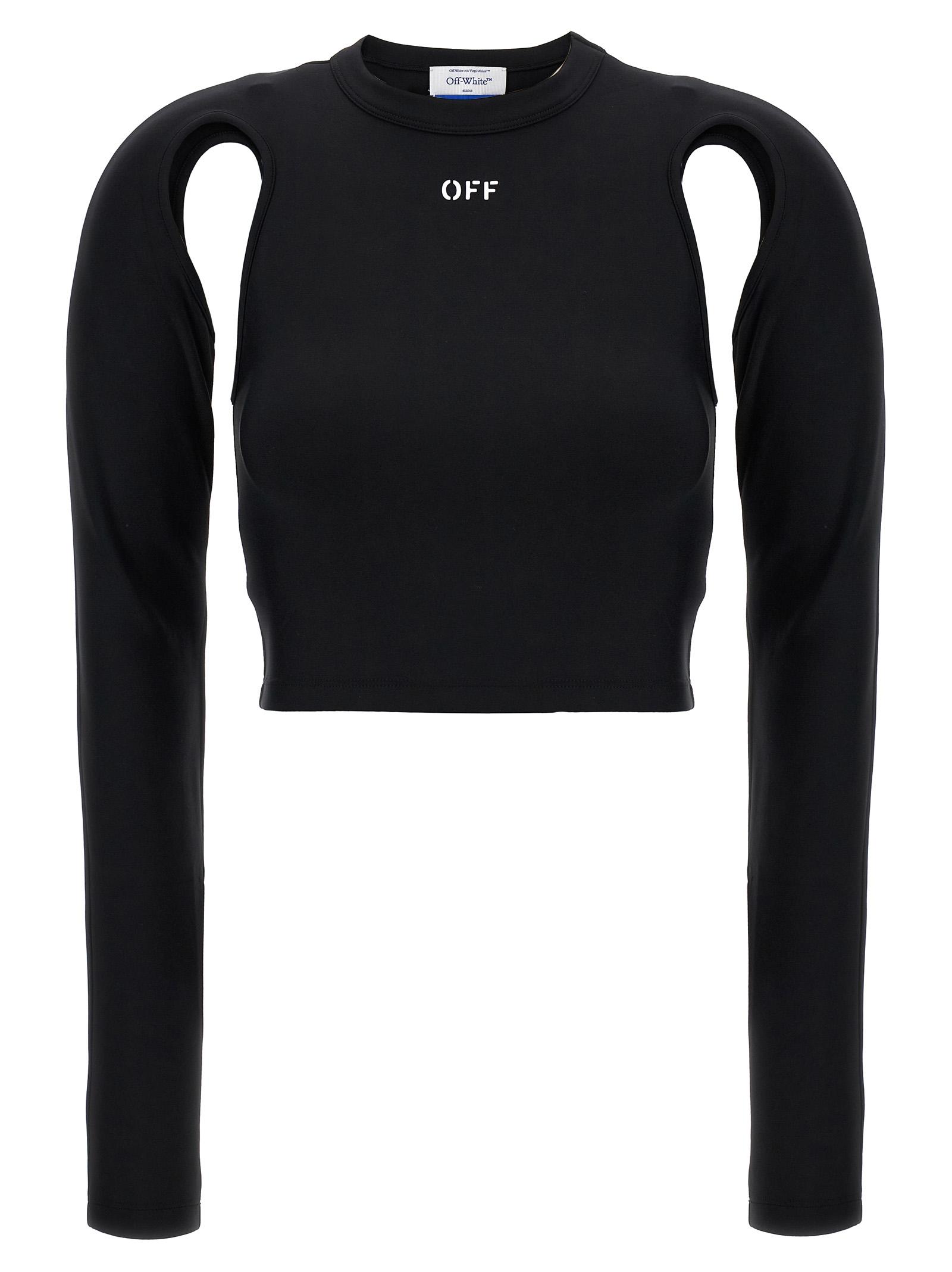 off-white sleek top black polyamide tops - women