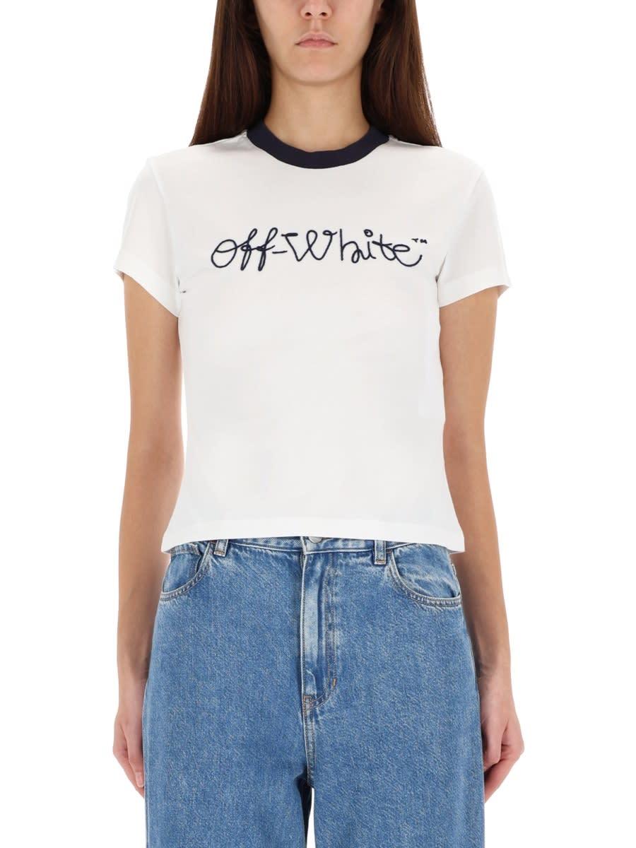 off-white t-shirt with embroidered logo