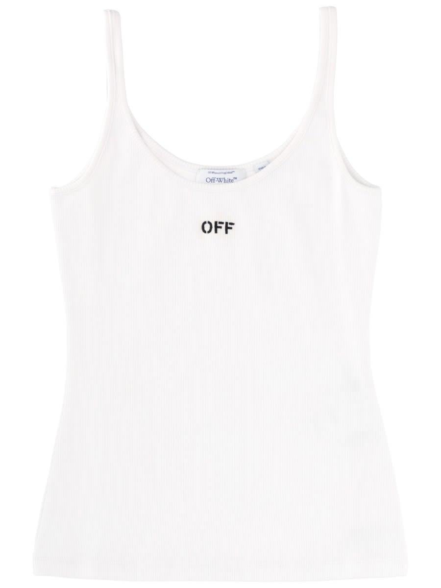 off-white tank top with logo