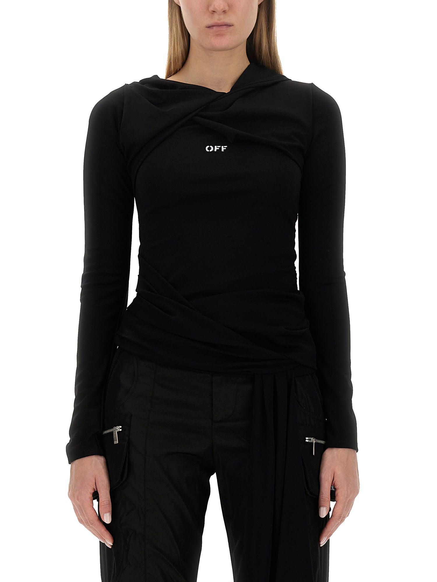 off-white topwear in black viscose